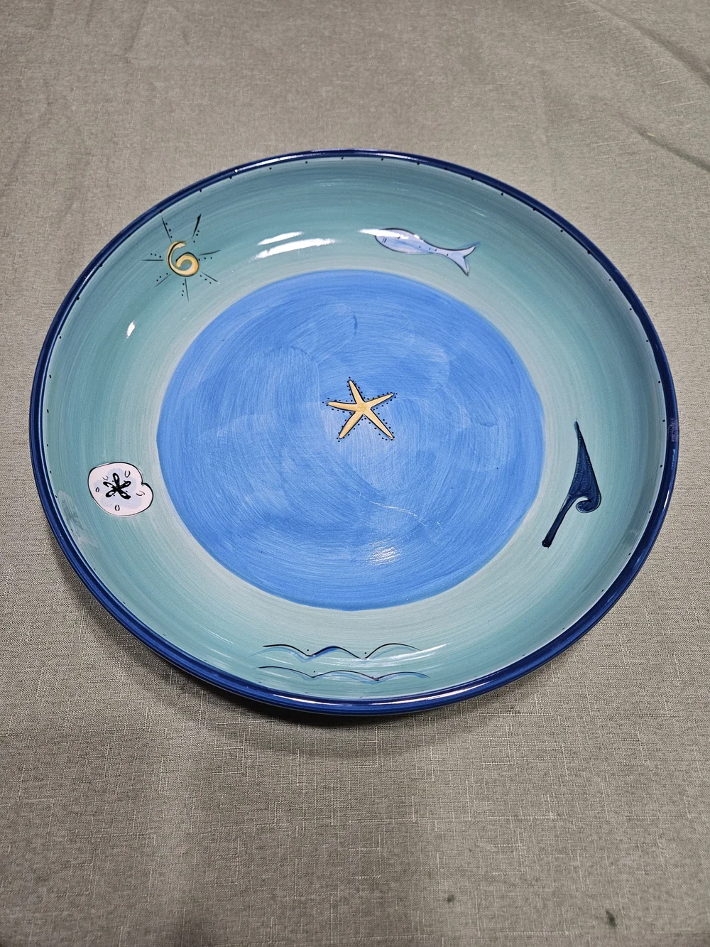 Large Sea Life Ceramic Pasta Serving Bowl